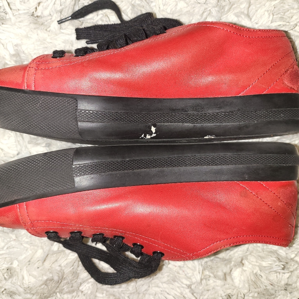 100% AUTHENTIC VIBRANT RED PRADA LEATHER SNEAKERS TRAINERS UNISEX ADULTS KIDS - Picture 3 of 16